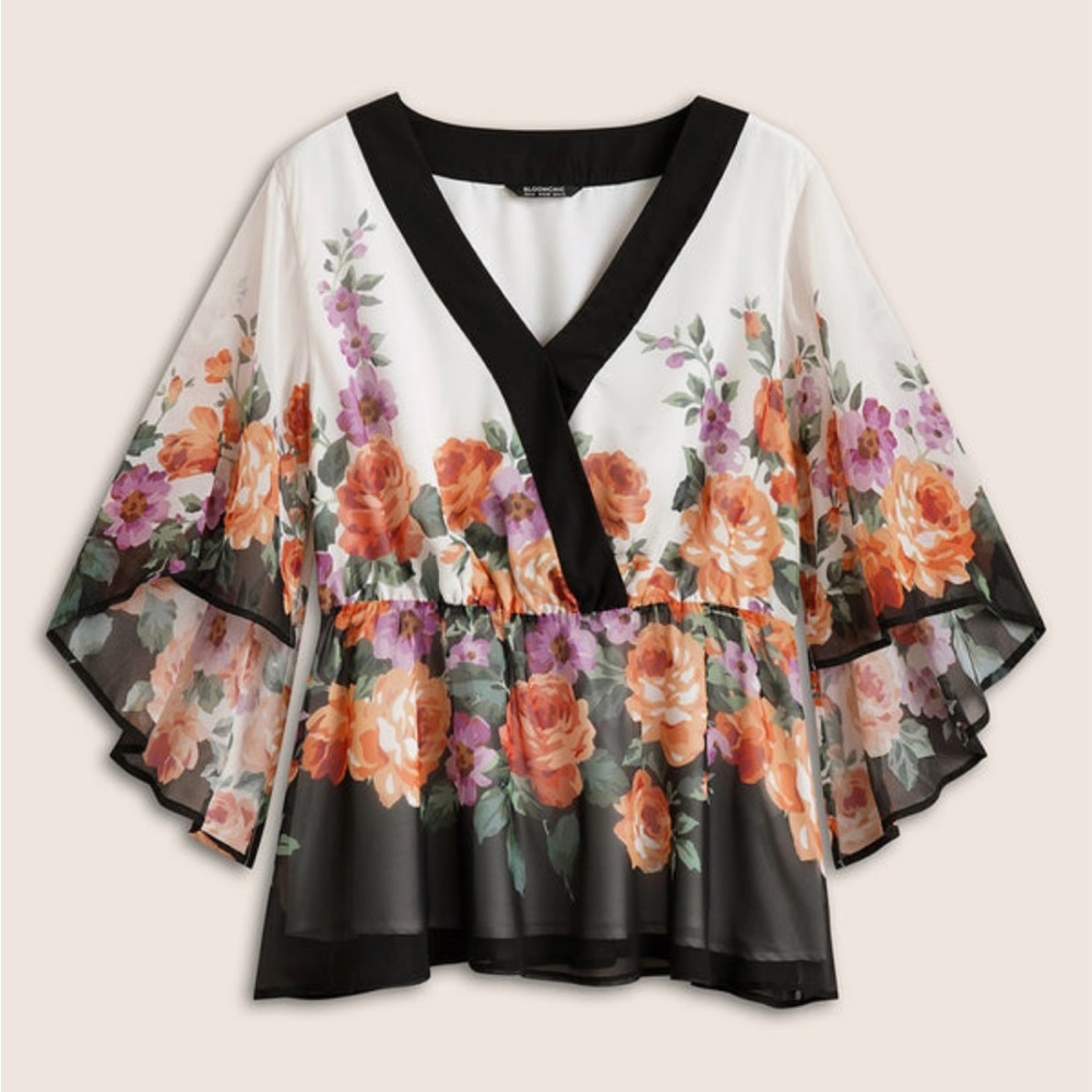 Floral Flutter Sleeve Blouse 22-24